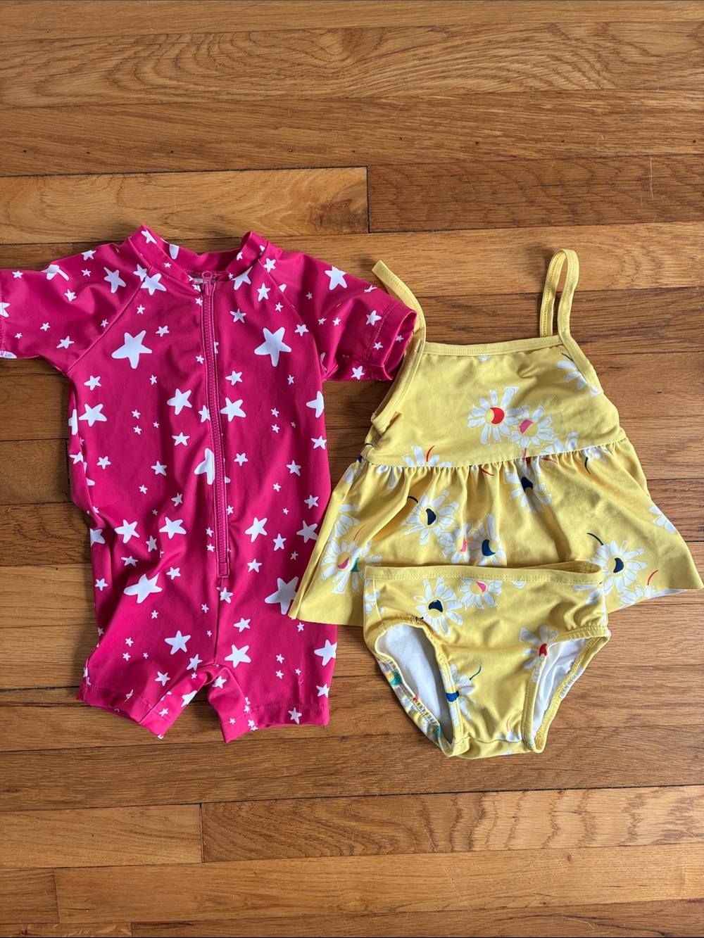 Hanna Andersson Toddler Girl Swim Bundle 18-24m Rash Guard Tankini Stars Floral